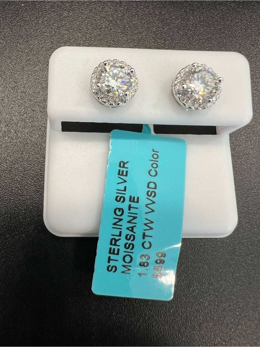 Sterling Silver Moissanite Halo Stud Earrings - White Sparkle